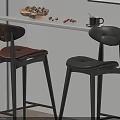 Modern Stylish Bar Stools With Brown Black Seats Wooden Frame At White Kitchen Counter