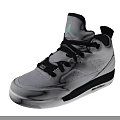 Gray High Top Suede Shoes With Black Laces White Sole And Side Logo