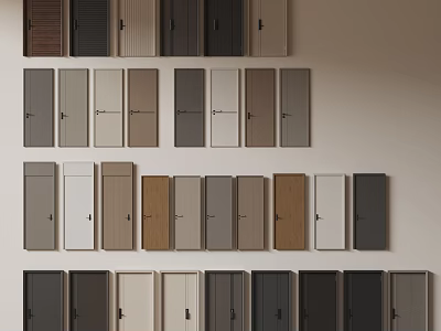 Various Color Flush Doors With Different Styles For Home Interior Design 3d model