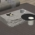 Modern Coffee Table With Rustic Stone Base And Marble Top Featuring Books And Cactus Decor
