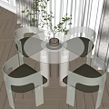 Modern Transparent Glass Round Dining Table Set With Metal Column And Woven Texture Chairs