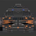 Futuristic Interstellar Spaceship with Complex Modular Structure Gray Orange Mechanical Details 3d model