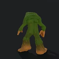 Green Moss Covered Mythical Creature Fantasy Character With Long Nose Lanky Limbs