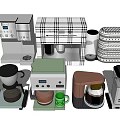 Essential Modern Kitchen Appliances Including Coffee Maker Toaster Blender And Kettle