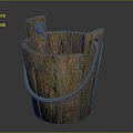 Rustic Wooden Bucket with Rope Handles as Daily Household Living Supplies