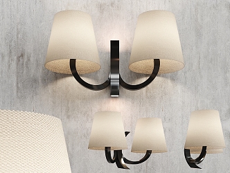 Modern wall lamp fabric double head wall lamp 3d model