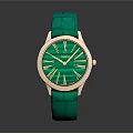 Elegant Luxury Watch With Green Crocodile Strap Gold Case And Green Dial