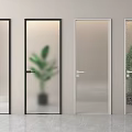 Modern Swing Doors With Glass Panels And Black White Frames For Interior Design 3d model