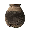 Ancient Cracked Ceramic Vessel With Textured Exterior And Brown Black Hues