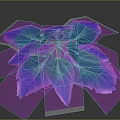Vibrant Purple And Blue Gradient Leaves With Multiple Blades On Black Background