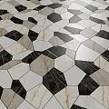 Stylish Hexagonal Floor Tiles With Black White Beige Marble Pattern For Interior Decoration