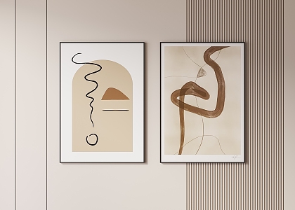 Cream Style Minimalist Abstract Hanging Painting 3d model