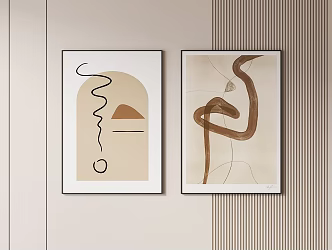 Cream Style Minimalist Abstract Hanging Painting 3d model
