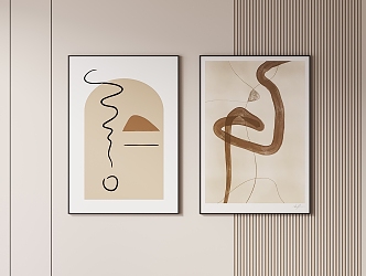 Cream Style Minimalist Abstract Hanging Painting 3d model