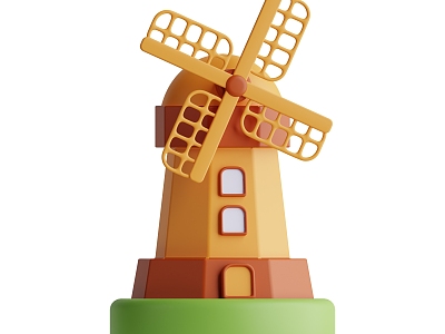 Windmill Building Cartoon Windmill Animation Windmill model