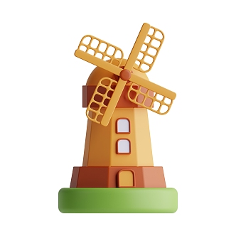 Windmill Building Cartoon Windmill Animation Windmill 3d model