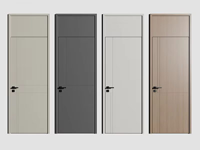 Modern Minimalist Hinged Doors In Various Colors And Wood Texture Finishes 3d model