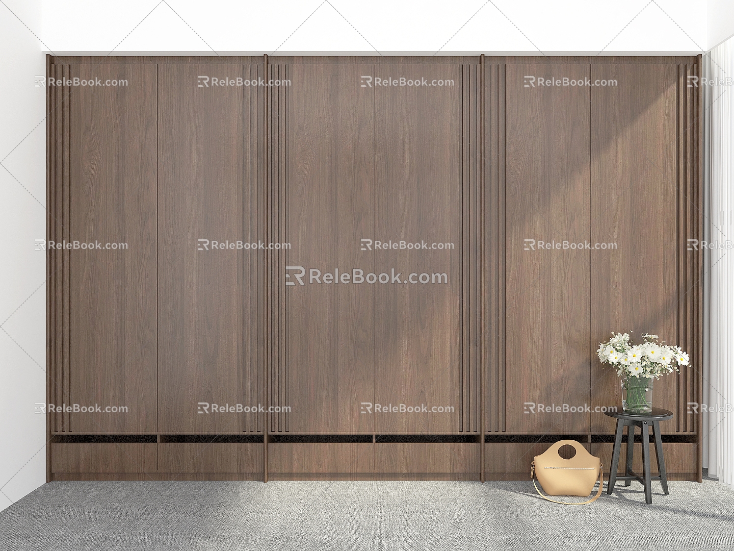 Modern Wardrobe Wardrobe Custom Solid Wood Wardrobe Coat Cabinet Wardrobe 3d model