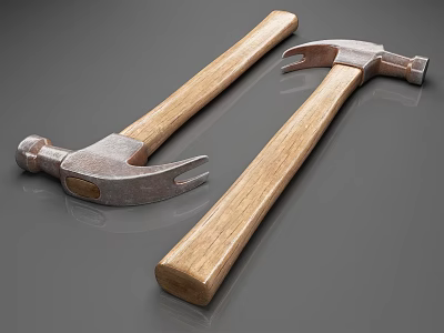 Durable Hardware Hammers With Wooden Handles And Metal Claw Heads For Home Use 3d model