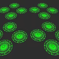 Futuristic Green Circular Decorative Ornament Set With Illuminated Ring Patterns 3d model