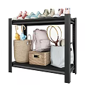 Multi Tier Storage Shelf Organizing Shoes Backpack And Tennis Rackets With Storage Baskets
