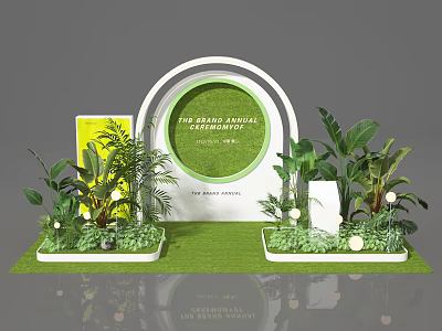 Spring Annual Market Photo Spot With Circular Archway Green Grass And Lush Plants 3d model