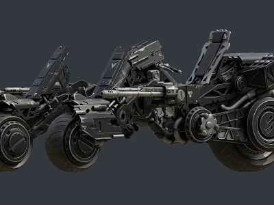 Advanced Mechanical Motorcycle With Detailed Metal Components And Multi Wheel Structure 3d model