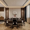 Private Dining Room Interior With Round Table And Chairs 3d model
