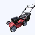 Red Lawn Mower With Black Engine Grass Collection Bag And Wheels 3d model