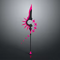 Black And Pink Spear Weapon Featuring Star Decorations Circular Design And Glowing Trail