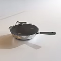 Modern Non Stick Frying Pan With Transparent Lid Green Handle And Silver Body