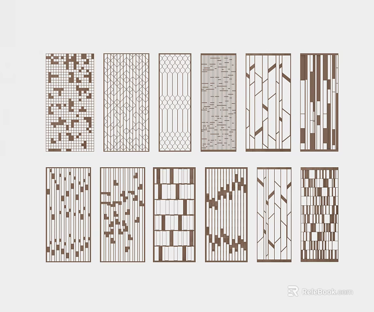 Modern Room Divider Designs With Various Geometric Patterns And Textures 3d model