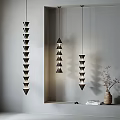 Modern Stacked Triangular Pendant Lights In Minimalist Interior Space 3d model