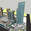 Modern Luxury Hotel Building With Glass Curtain Wall And Surrounding Urban Plaza Design