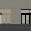 Modern Entrance With Revolving Doors Glass Doors Potted Plants And Marble Floor
