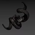 Animal Skull With Curved Horns And Natural Texture On Gray Background