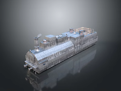 Vintage Steam Train Model With Detailed Metal Texture And Reflective Surface 3d model