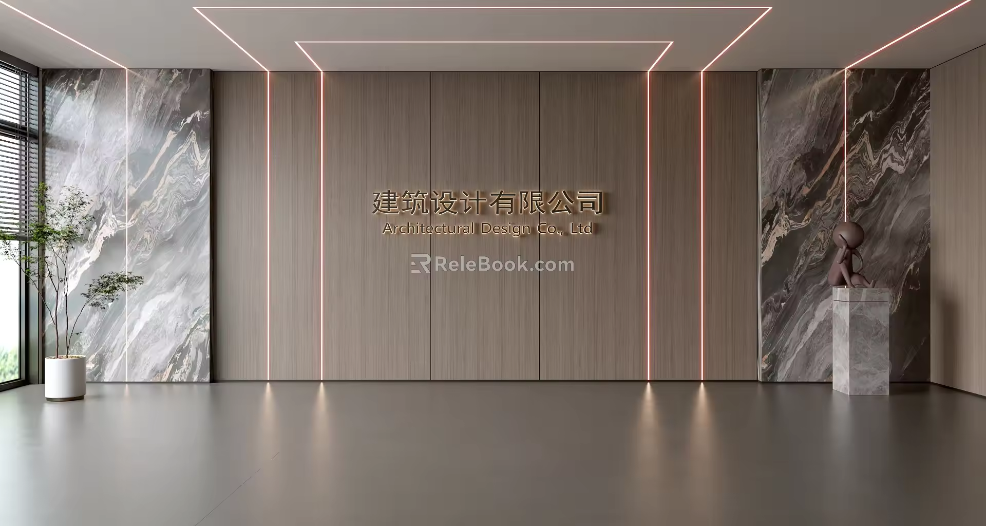 Modern Front Desk Background Wall Simple Background Wall Front Desk Reception Area Background Wall Company Front Desk Background Wall 3d model
