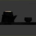 Traditional Ceramic Tea Set With Teapot Caddy Four Tea Cups And Wooden Tray