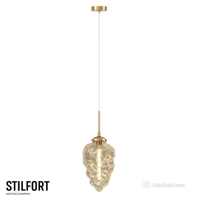Elegant Gold Pendant Light with Transparent Glass Shade and Unique Modern Design 3d model 