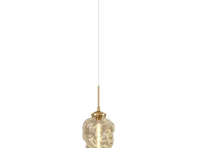 Elegant Gold Pendant Light with Transparent Glass Shade and Unique Modern Design 3d model