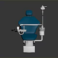 Modern Blue Dental Chair With White Base Adjustable Lamp And Control Panel