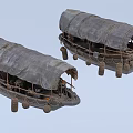 Traditional Wooden Boat With Canvas Cover And Ropes