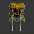 Yellow And Gray Twin Barrel Mechanical Turret With Metallic Circular Base
