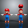 Super Mario Characters In Blue Overalls With Red Hats And Balancing Ball 3d model