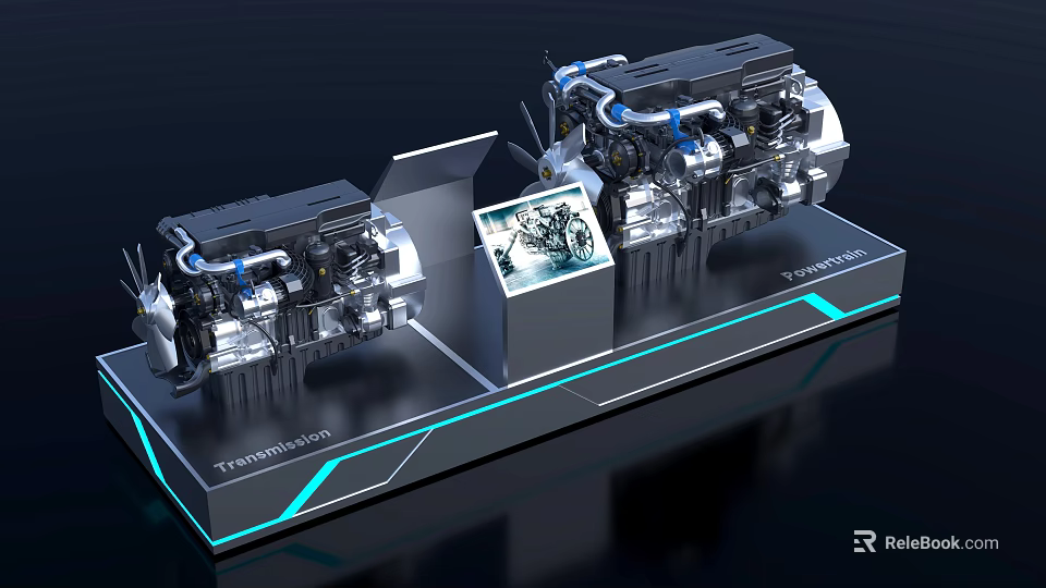 Modern Engine Showcase With Technical Components On Display Stand And Detailed Design Features 3d model 