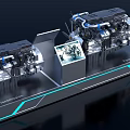 Modern Engine Showcase With Technical Components On Display Stand And Detailed Design Features 3d model