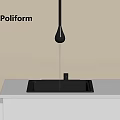 Poliform Black Faucet Dripping Water Over Black Sink On White Countertop With Beige Wall