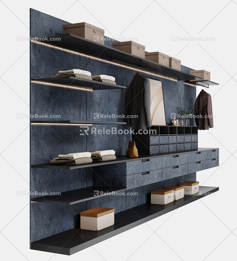 Clothes rack wardrobe 3d model