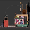 Cartoon King Food Truck Scene With Vibrant Colors Characters Street Lamp And Trash Cans